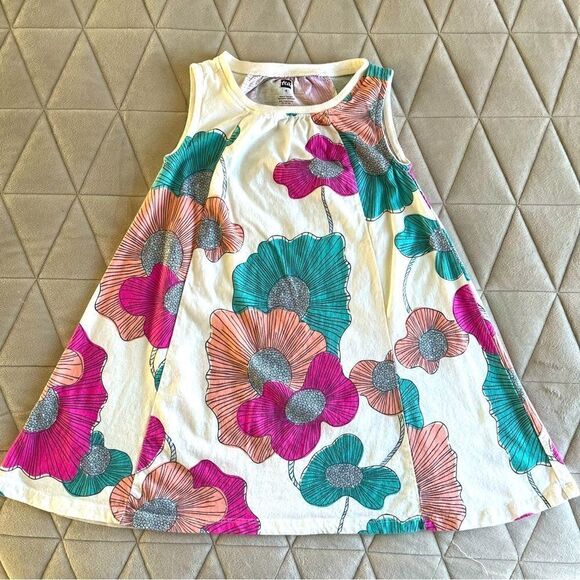 Tea Collection Trapeze Dress Surf Floral Abstract Print Size4 MagentaTurquoise - Picture 7 of 16